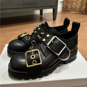 Vivienne Westwood Rare Black Leather Buckle Loafers